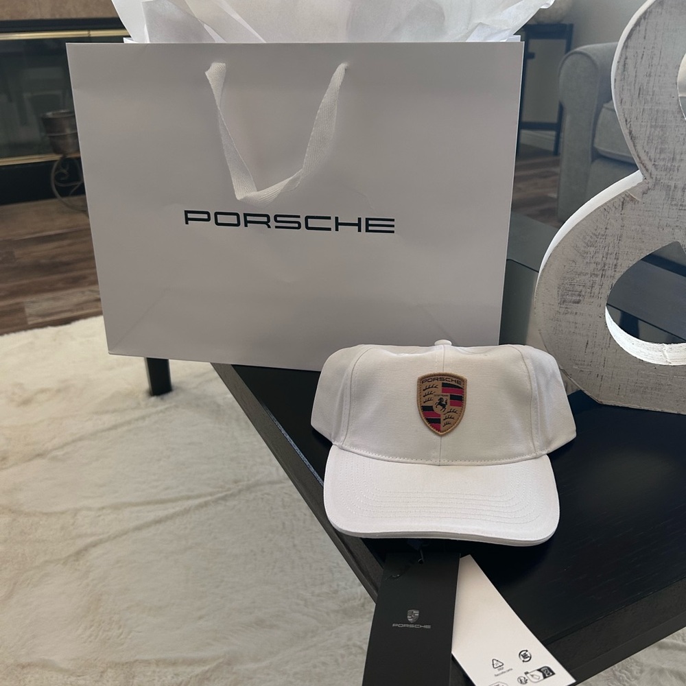 Porsche White Baseball Cap with Crest Logo